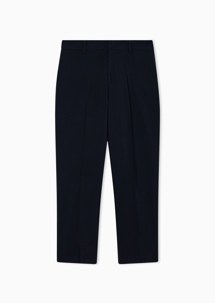 Emporio Armani 男士宽松长款直筒纯色商务休闲裤