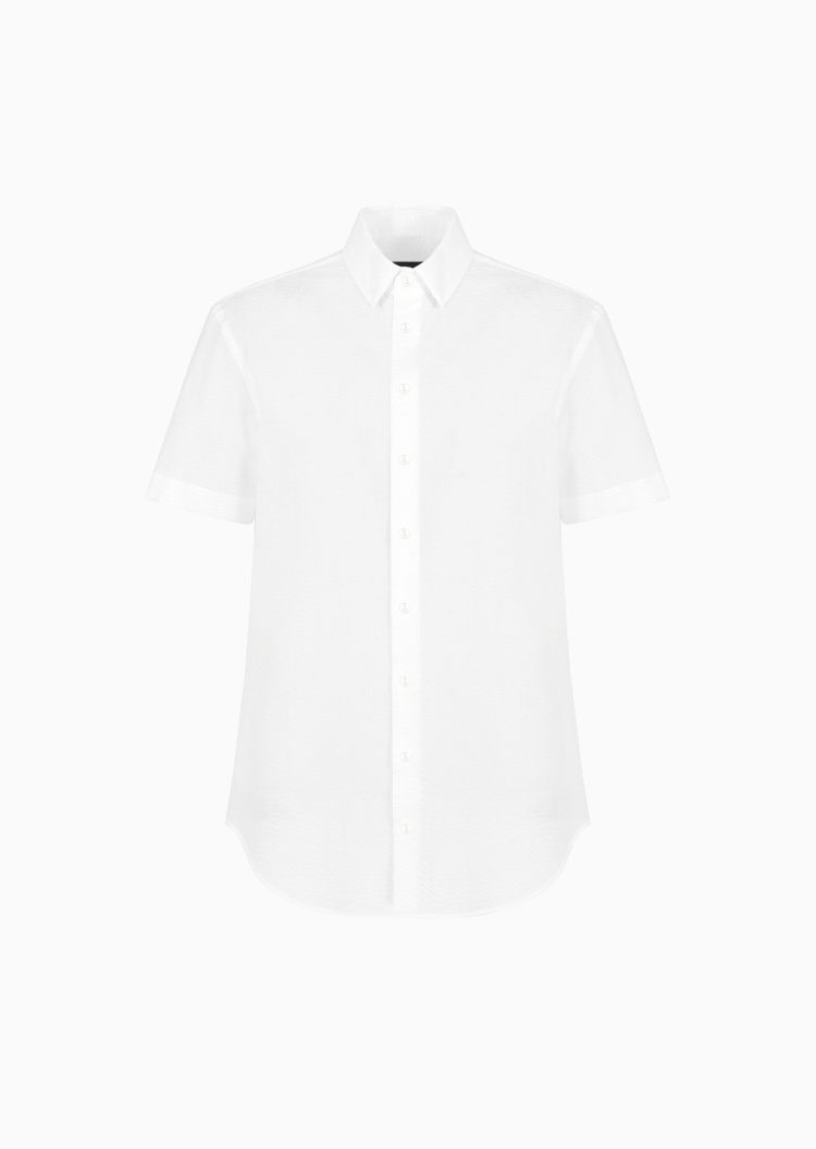 Giorgio Armani 男士纯棉短袖翻领纽扣商务正装衬衫