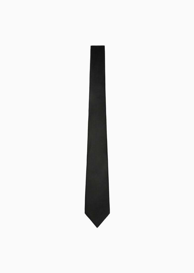Emporio Armani 男士桑蚕丝手打箭头型通体格纹提花领带