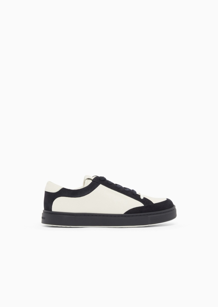 Emporio Armani 男士系带低帮平底撞色拼接运动鞋