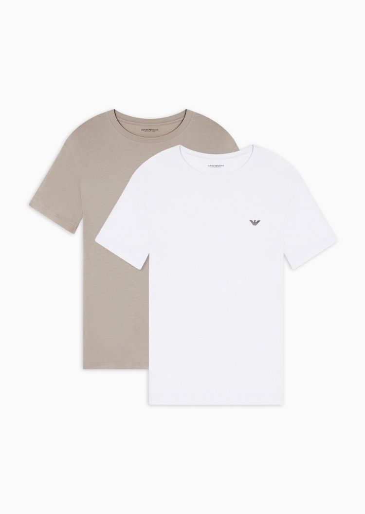 Emporio Armani 男士弹力短袖圆领印花家居T恤套装