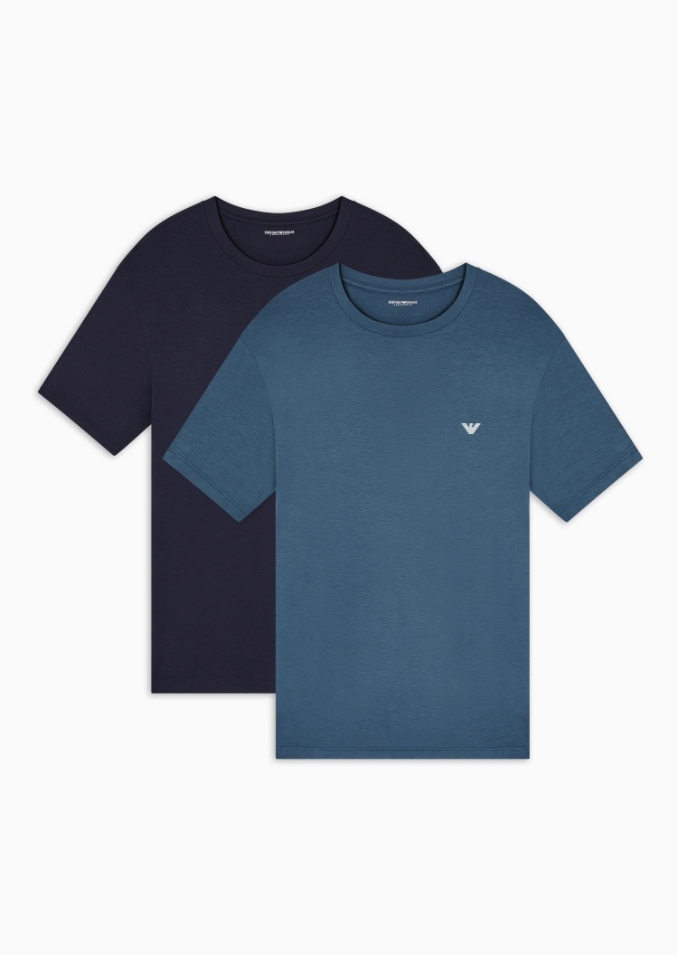 Emporio Armani 男士弹力短袖圆领印花家居T恤套装