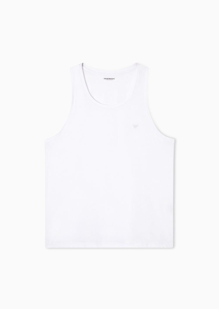 Emporio Armani 男士纯棉无袖圆领刺绣休闲家居背心