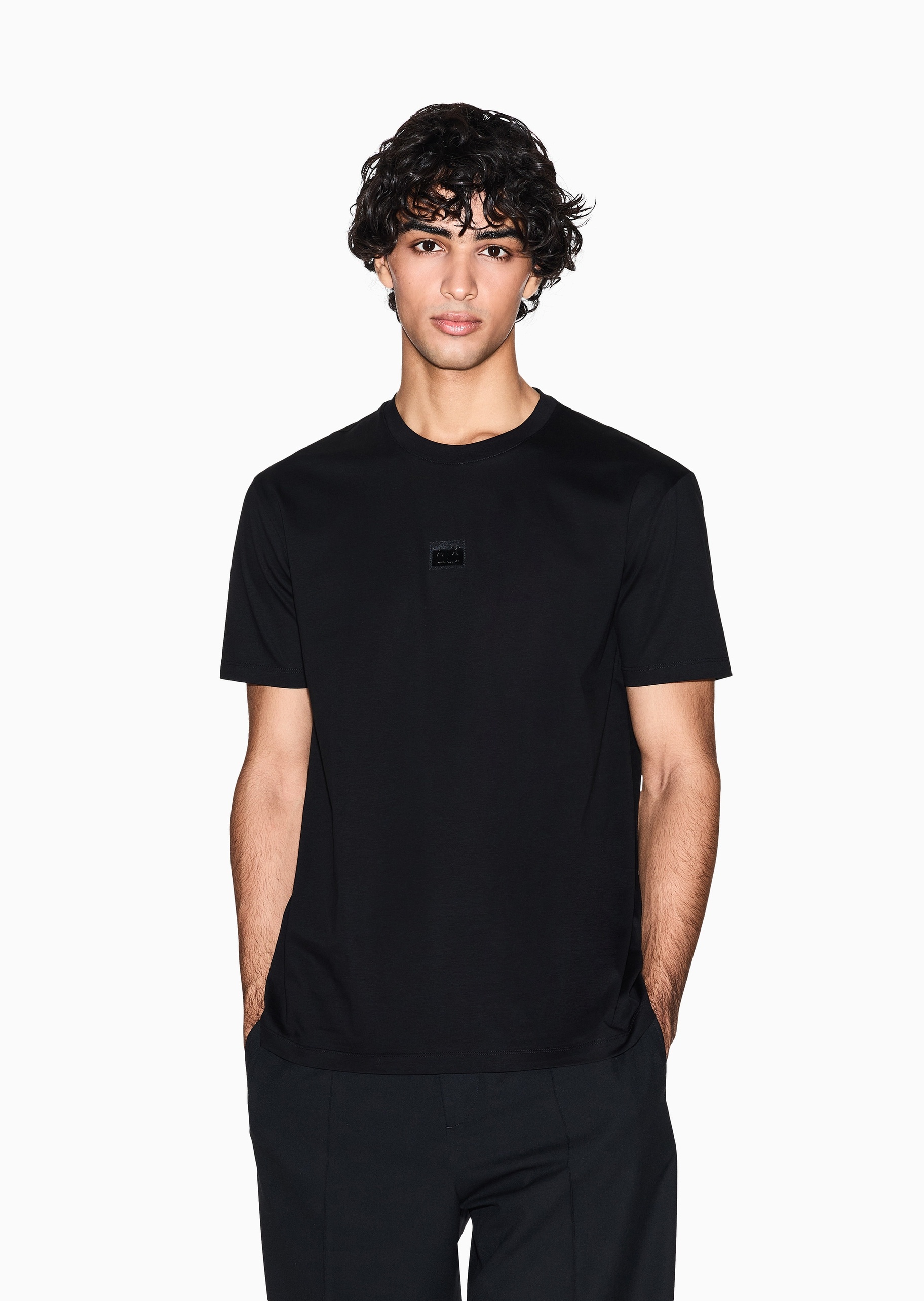 ARMANI EXCHANGE 男士纯棉宽松短袖圆领LOGO贴片T恤