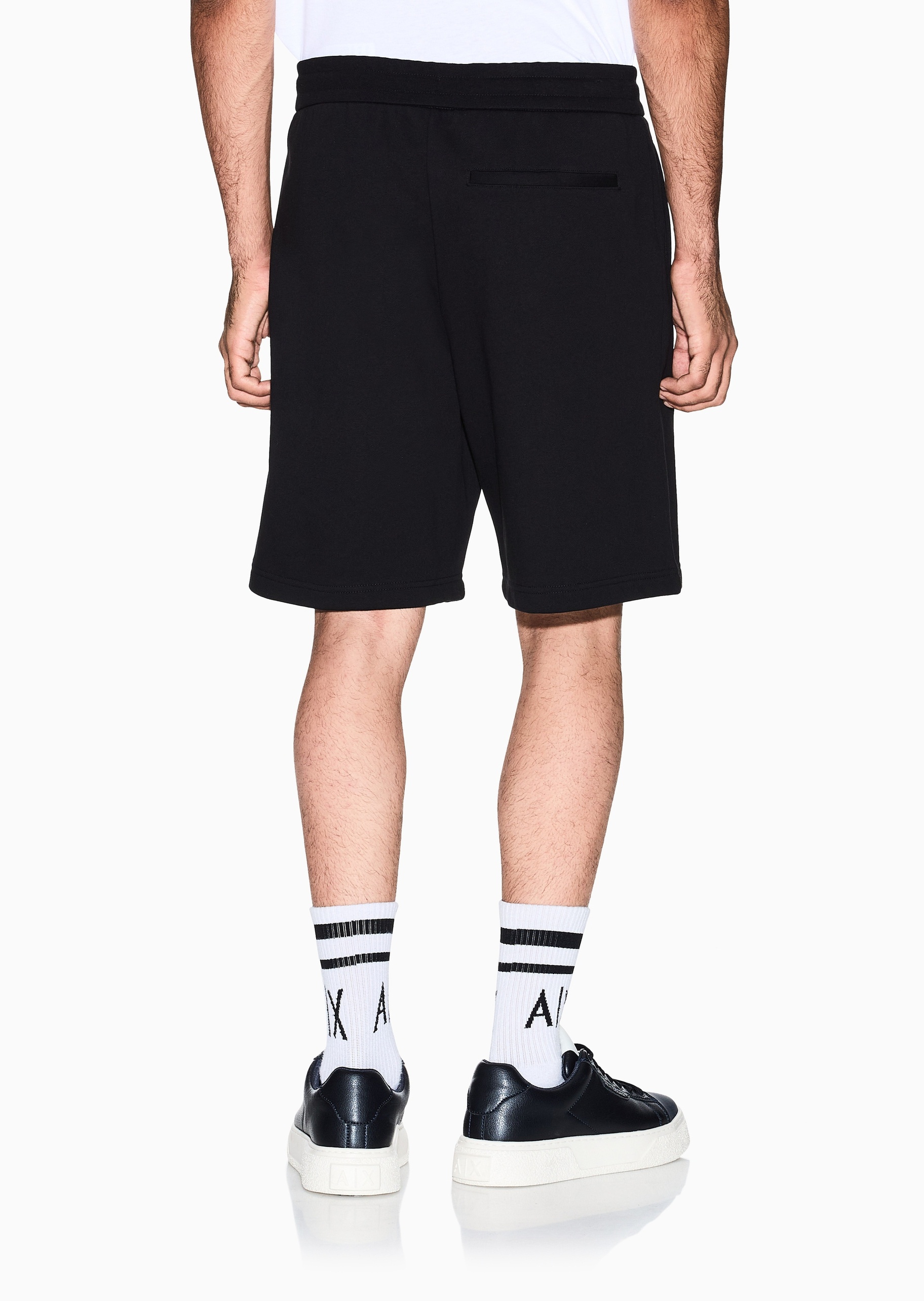 ARMANI EXCHANGE 男士纯棉系带腰直筒字母印花短裤