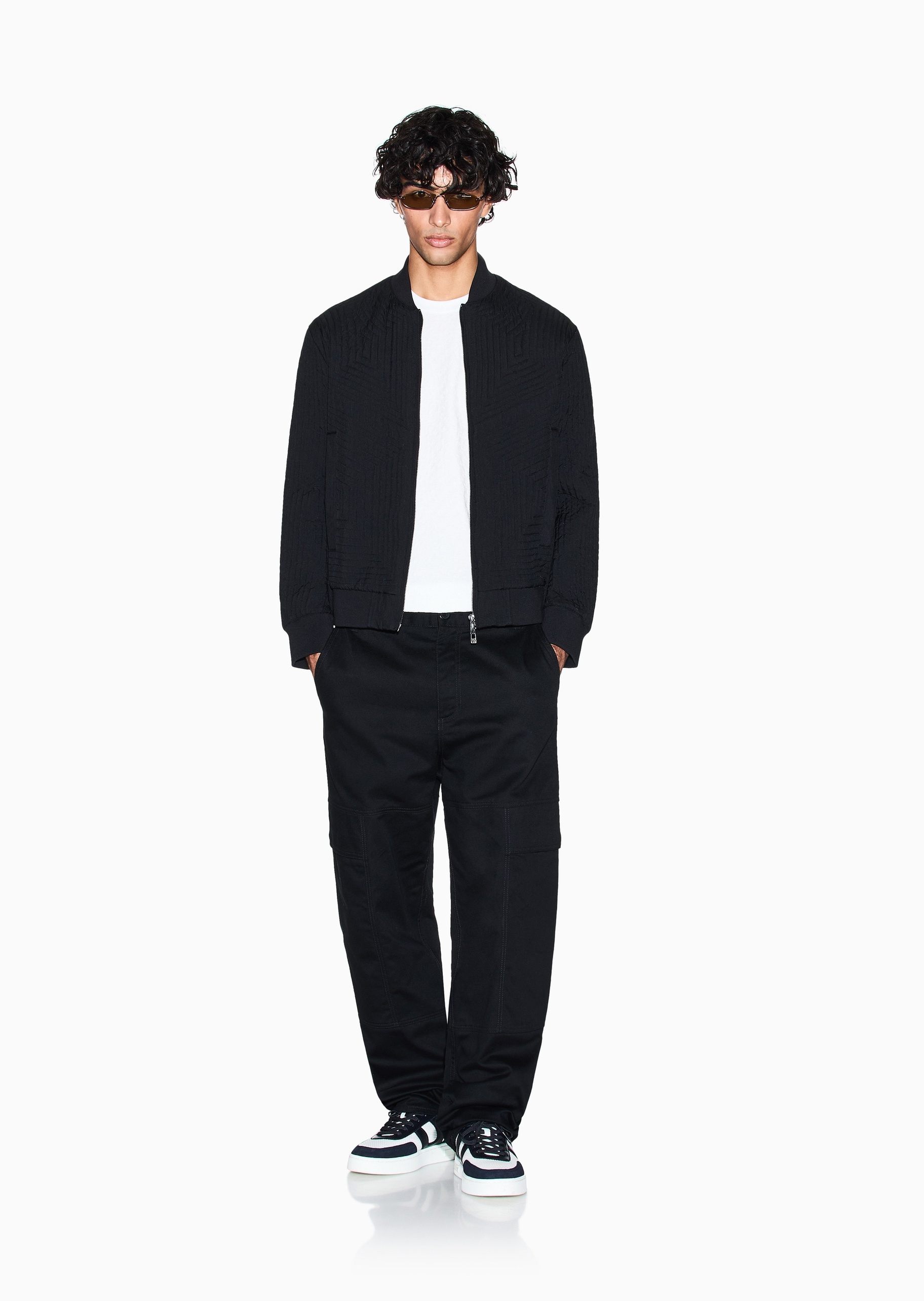 ARMANI EXCHANGE 男士纯棉宽松短袖圆领正肩字母提花T恤