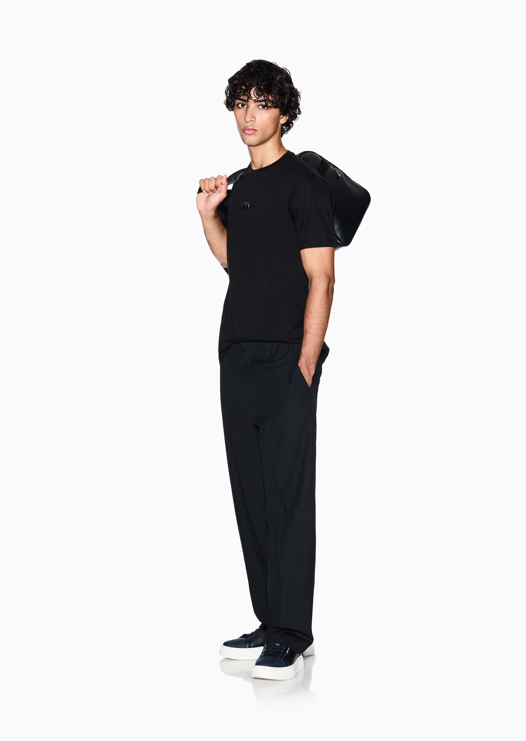 ARMANI EXCHANGE 男士纯棉宽松短袖圆领LOGO贴片T恤