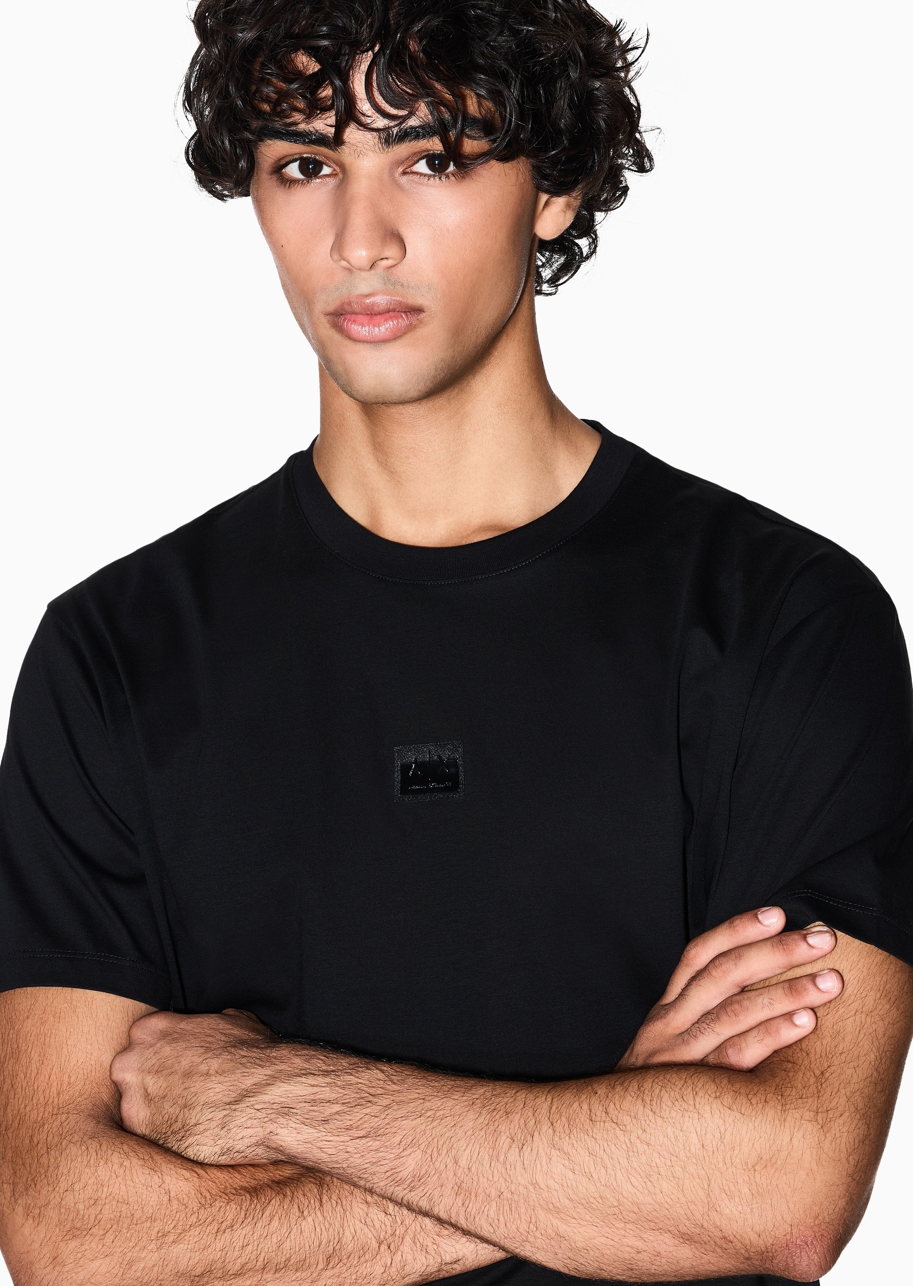 ARMANI EXCHANGE 男士纯棉宽松短袖圆领LOGO贴片T恤