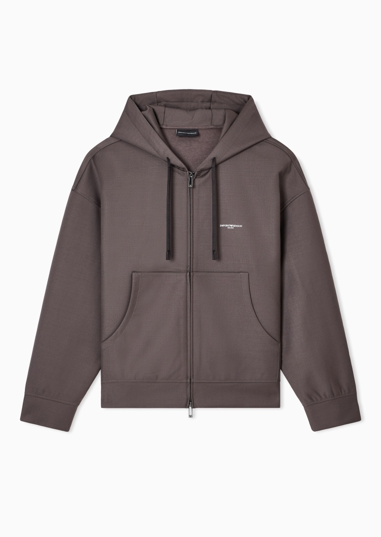 Emporio Armani 男士羊毛重磅加厚拉链开衫休闲卫衣夹克外套