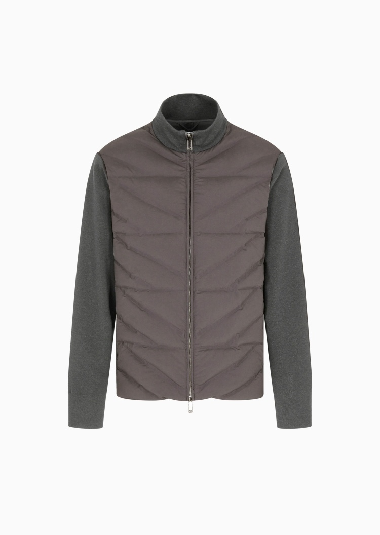 Emporio Armani 男士长袖立领假两件拉链门襟羽绒服