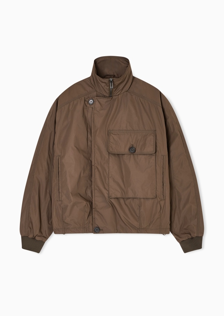 Emporio Armani 男士短款长袖立领机能户外工装拉链棉服