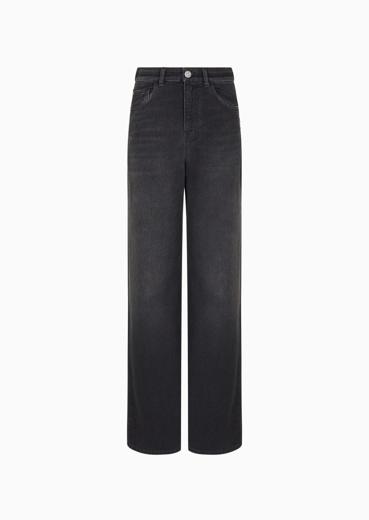 Emporio Armani 女士阔腿宽松复古休闲松弛感牛仔裤