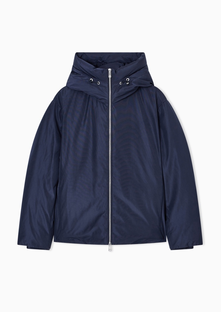 ARMANI EXCHANGE 男士长袖连帽双向拉链纯色时尚棉服