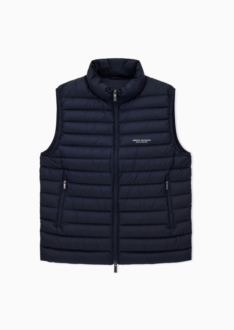 ARMANI EXCHANGE 男士90白鸭绒立领绗缝羽绒马甲外套