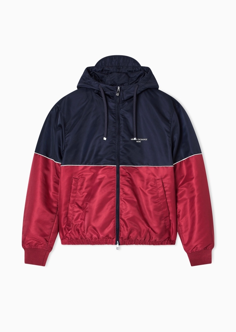 ARMANI EXCHANGE 男士长袖连帽拉链门襟撞色潮流棉服