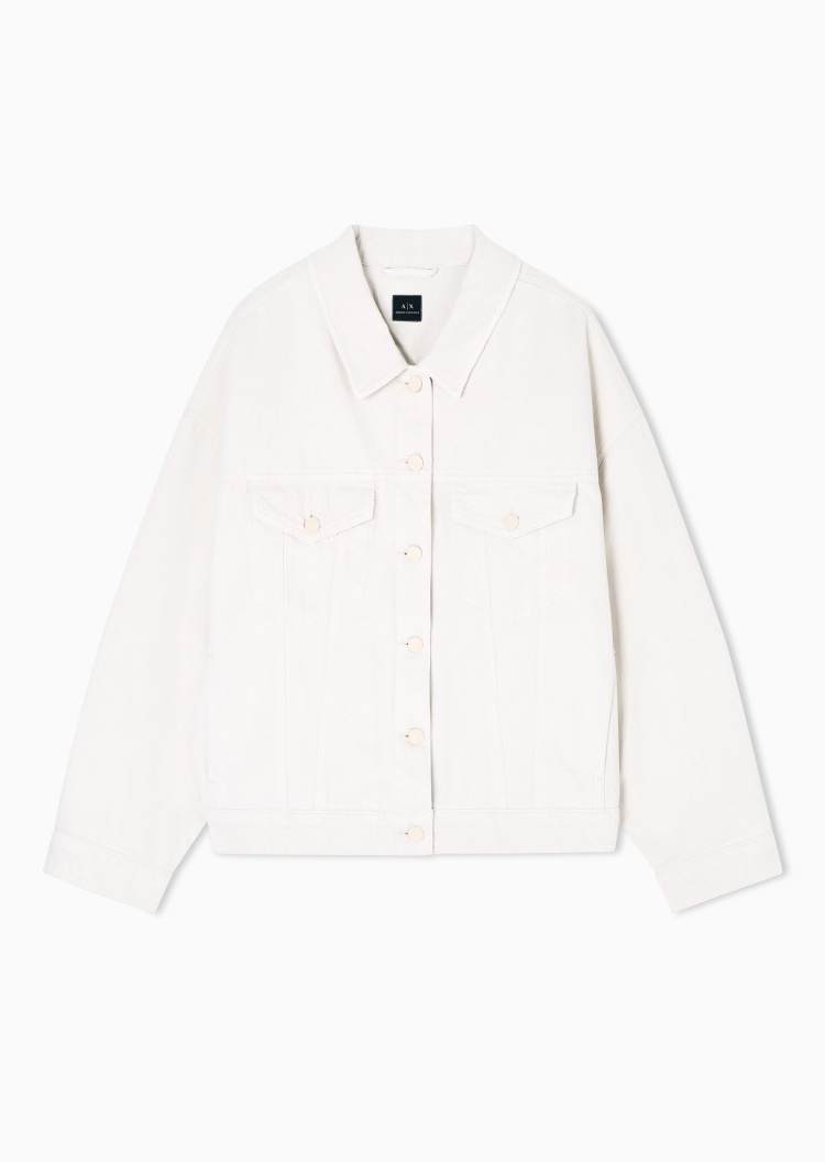 ARMANI EXCHANGE 女士纯棉长袖翻领落肩纯色休闲棉服