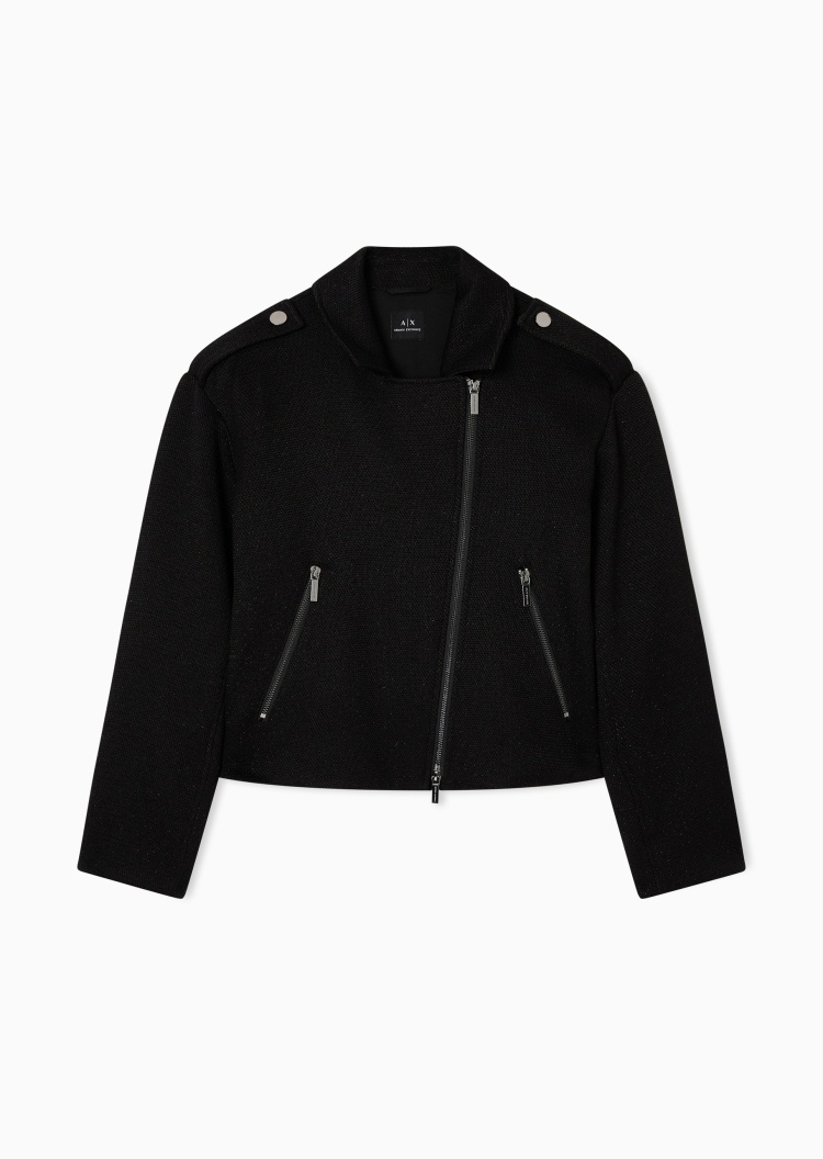 ARMANI EXCHANGE 女士长袖翻领斜拉链门襟休闲棉服