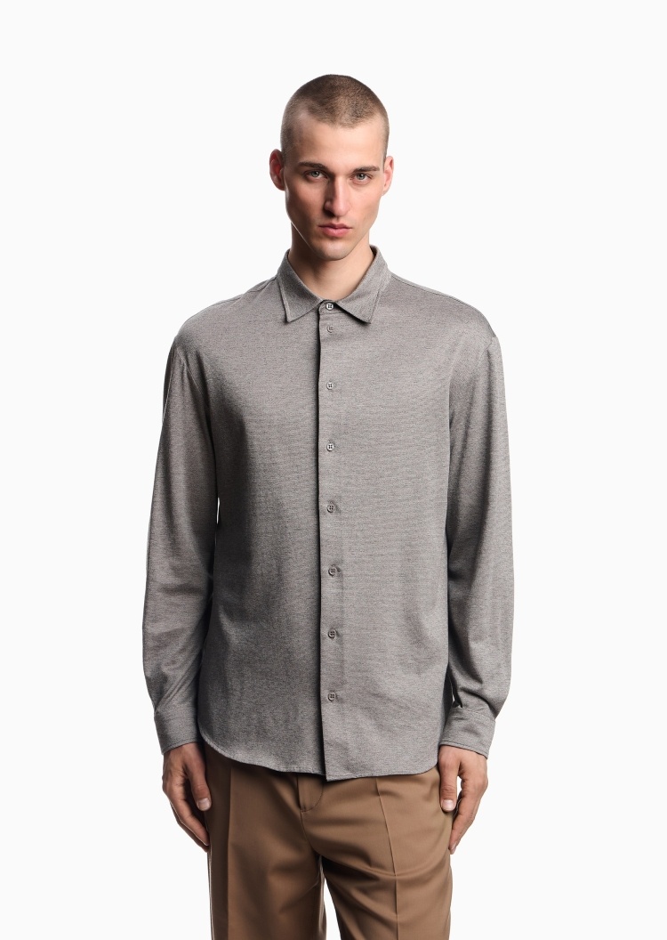 Emporio Armani 男士纯棉轻奢人夫感肌理感西装衬衫