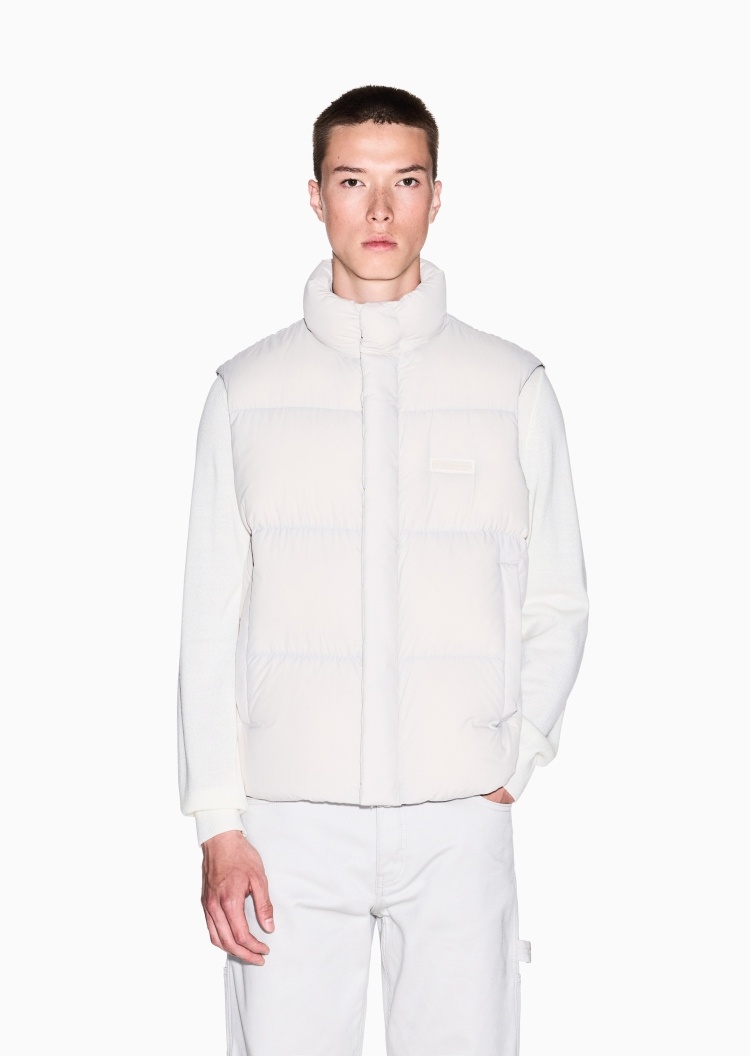 ARMANI EXCHANGE 男士90白鸭绒立领绗缝羽绒马甲外套