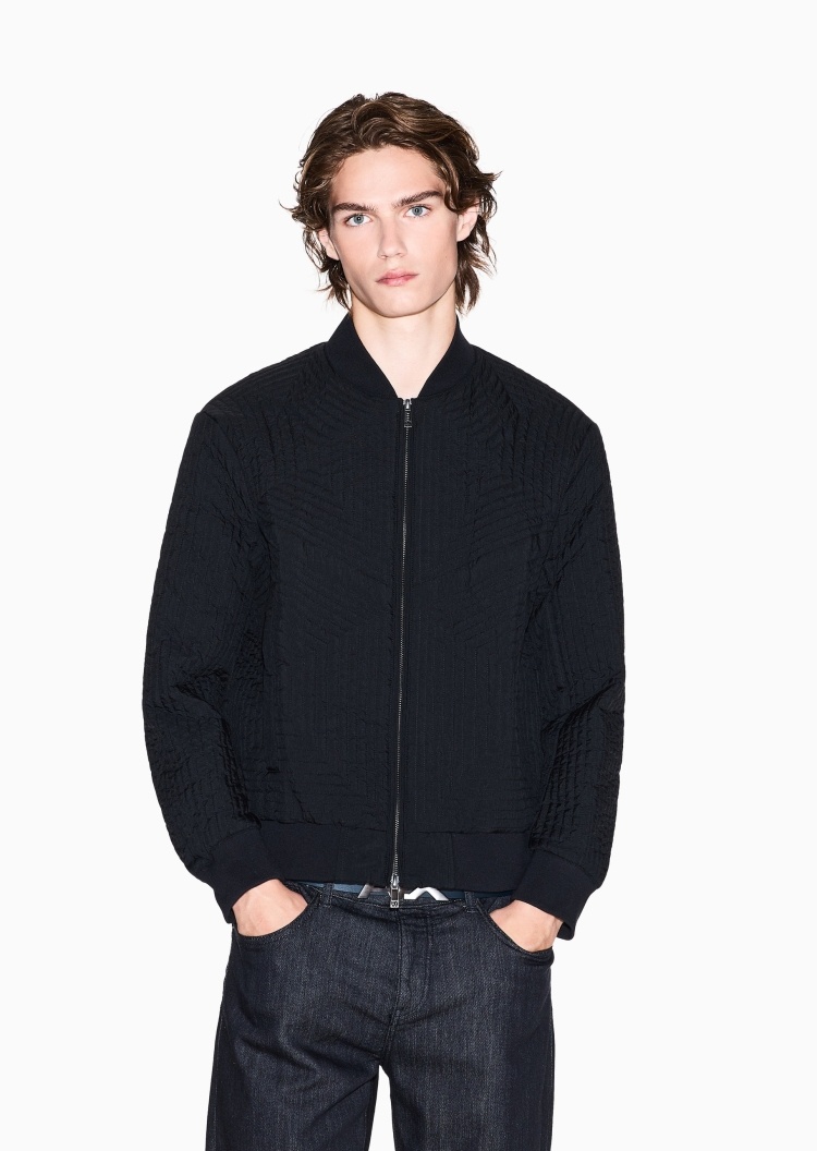 ARMANI EXCHANGE 男士长袖棒球领拉链门襟飞行员棉服