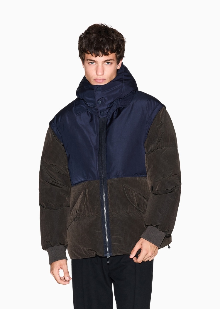 ARMANI EXCHANGE 男士80白鸭绒连帽面包羽绒服外套