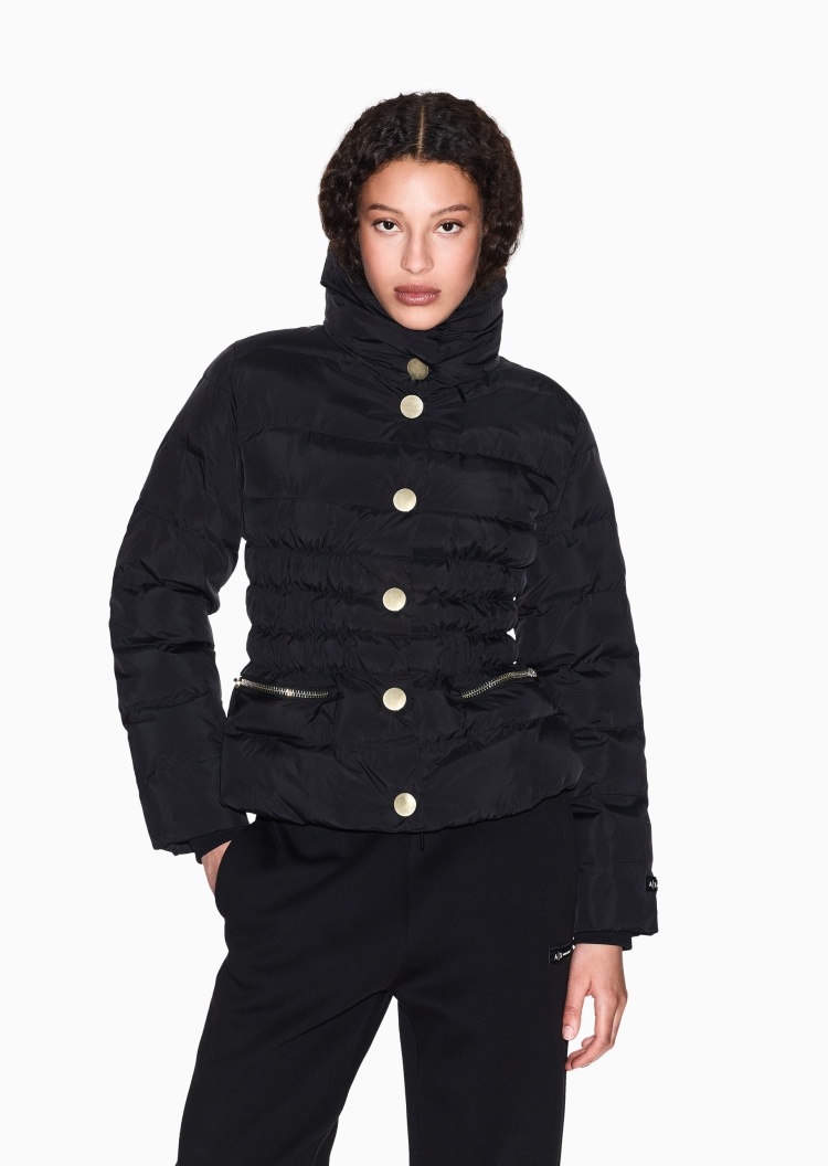 ARMANI EXCHANGE 女士长袖立领金属按扣门襟收腰棉服