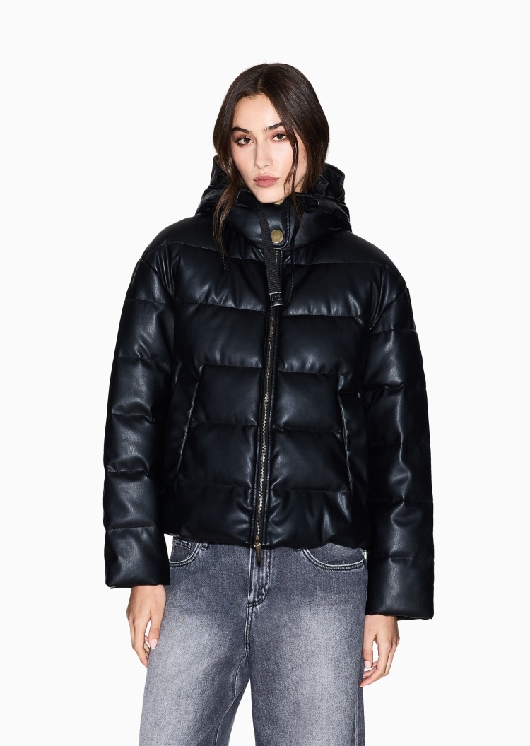 ARMANI EXCHANGE 女士长袖连帽双向拉链纯色潮流棉服