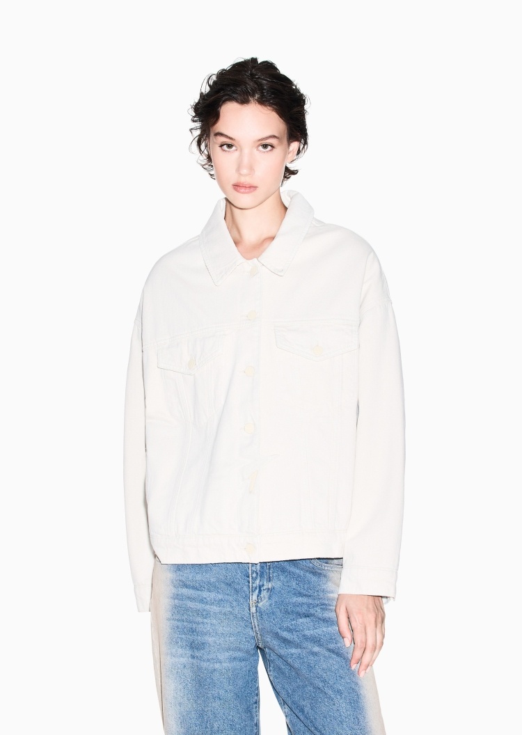 ARMANI EXCHANGE 女士纯棉长袖翻领落肩纯色休闲棉服