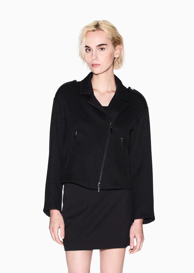 ARMANI EXCHANGE 女士长袖翻领斜拉链门襟休闲棉服