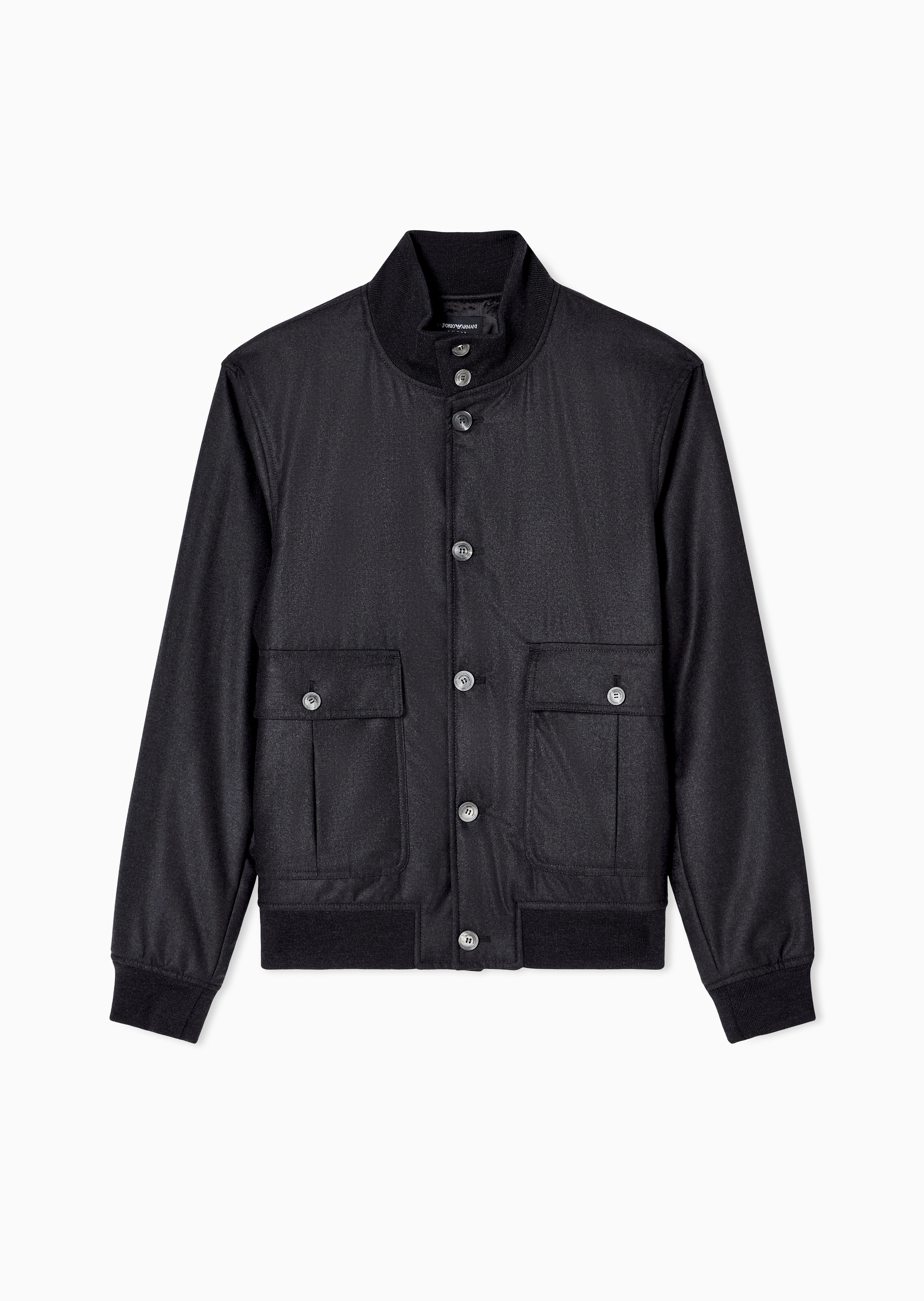 Emporio Armani 男士短款轻薄全绵羊毛长袖立领纽扣门襟棉服