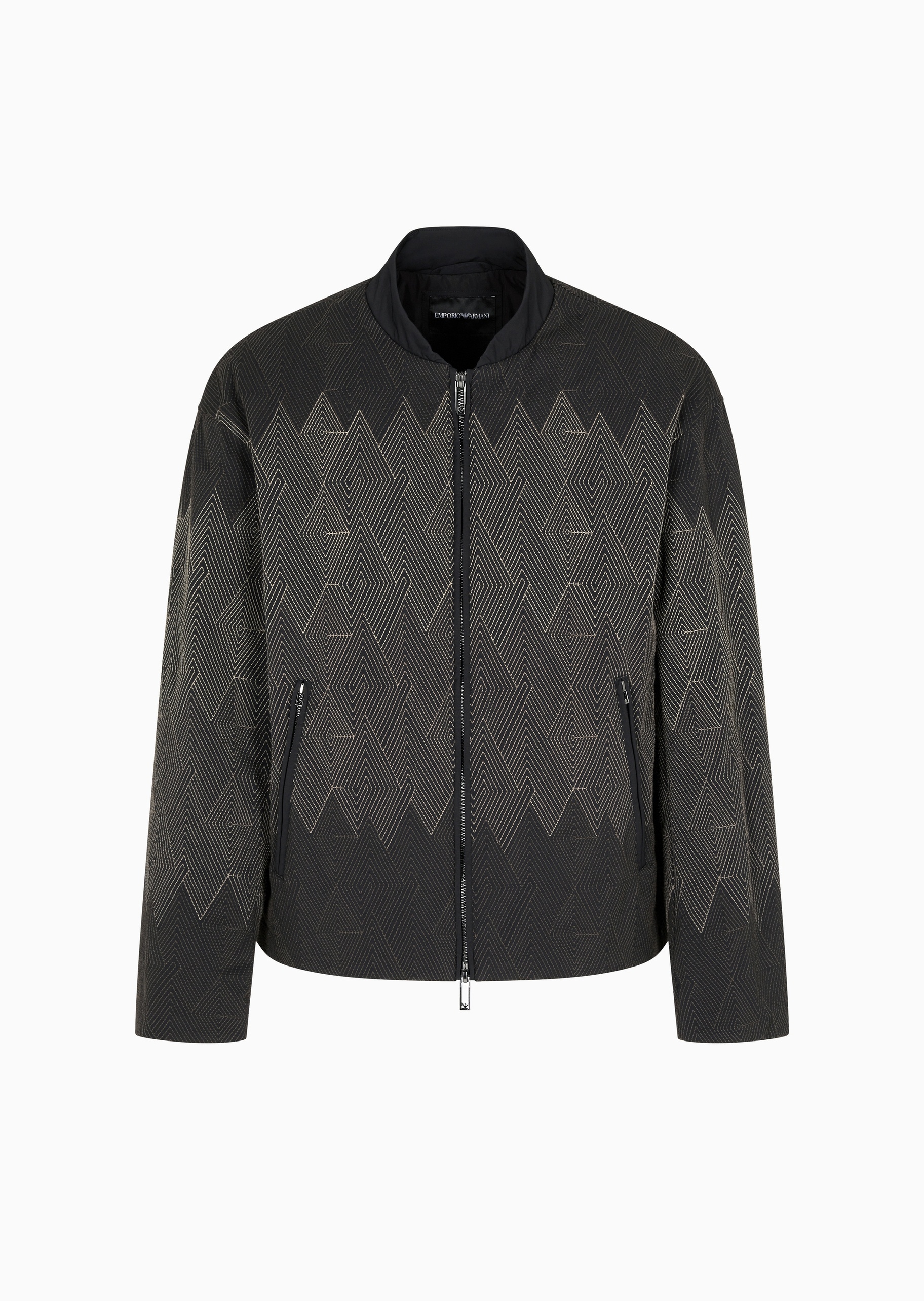 Emporio Armani 男士短款轻薄长袖棒球领通体刺绣棉服