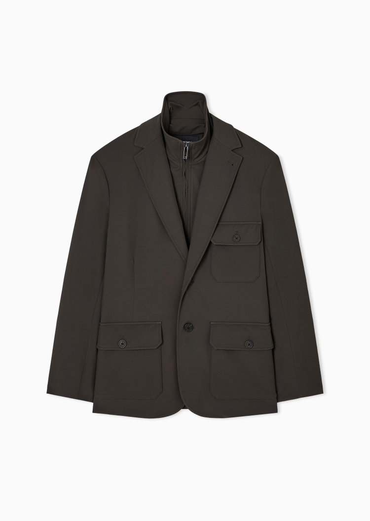 Emporio Armani 男士平驳领假两件休闲西服西装外套