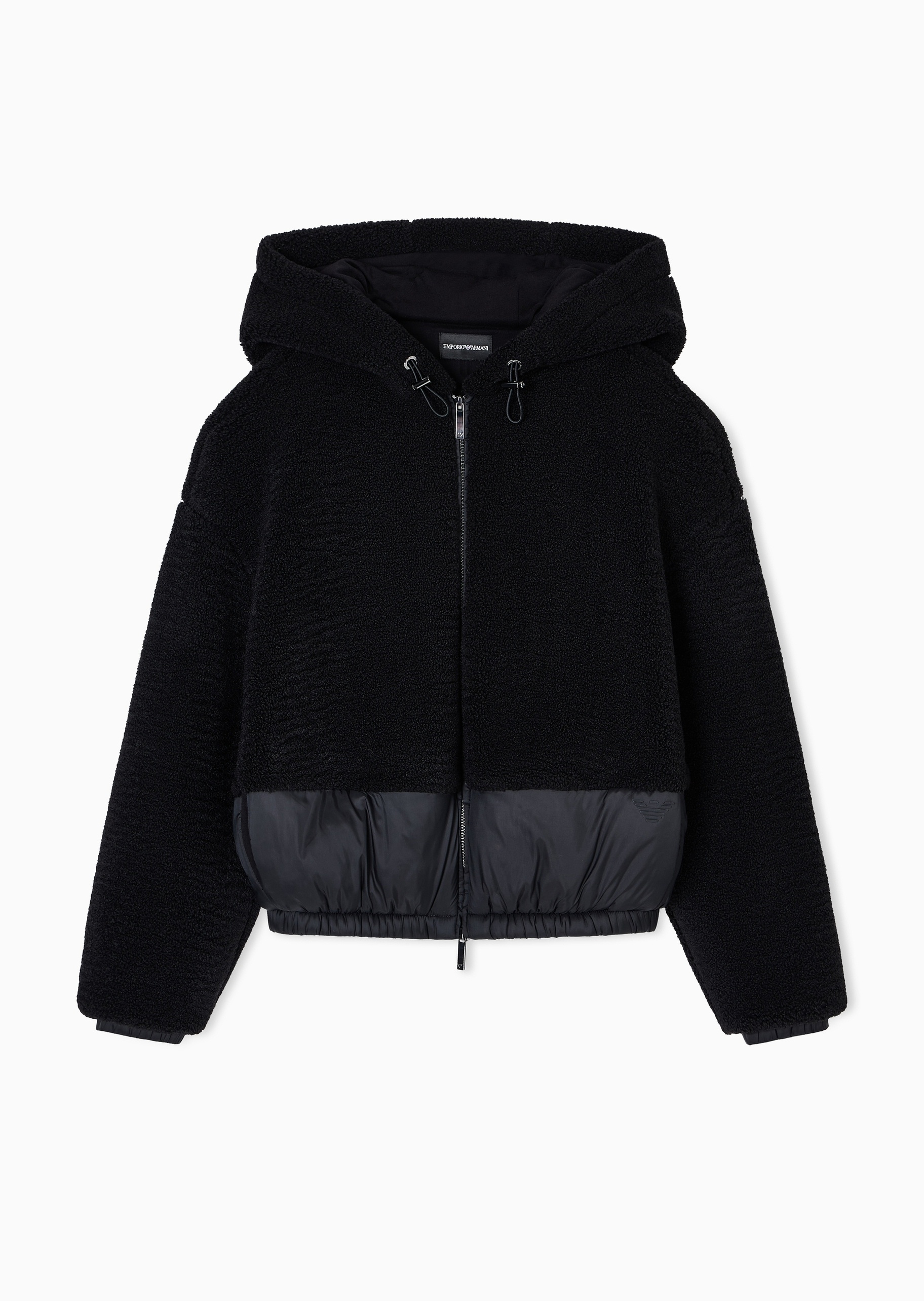 Emporio Armani 女士长袖连帽落肩拼接休闲拉链门襟棉服