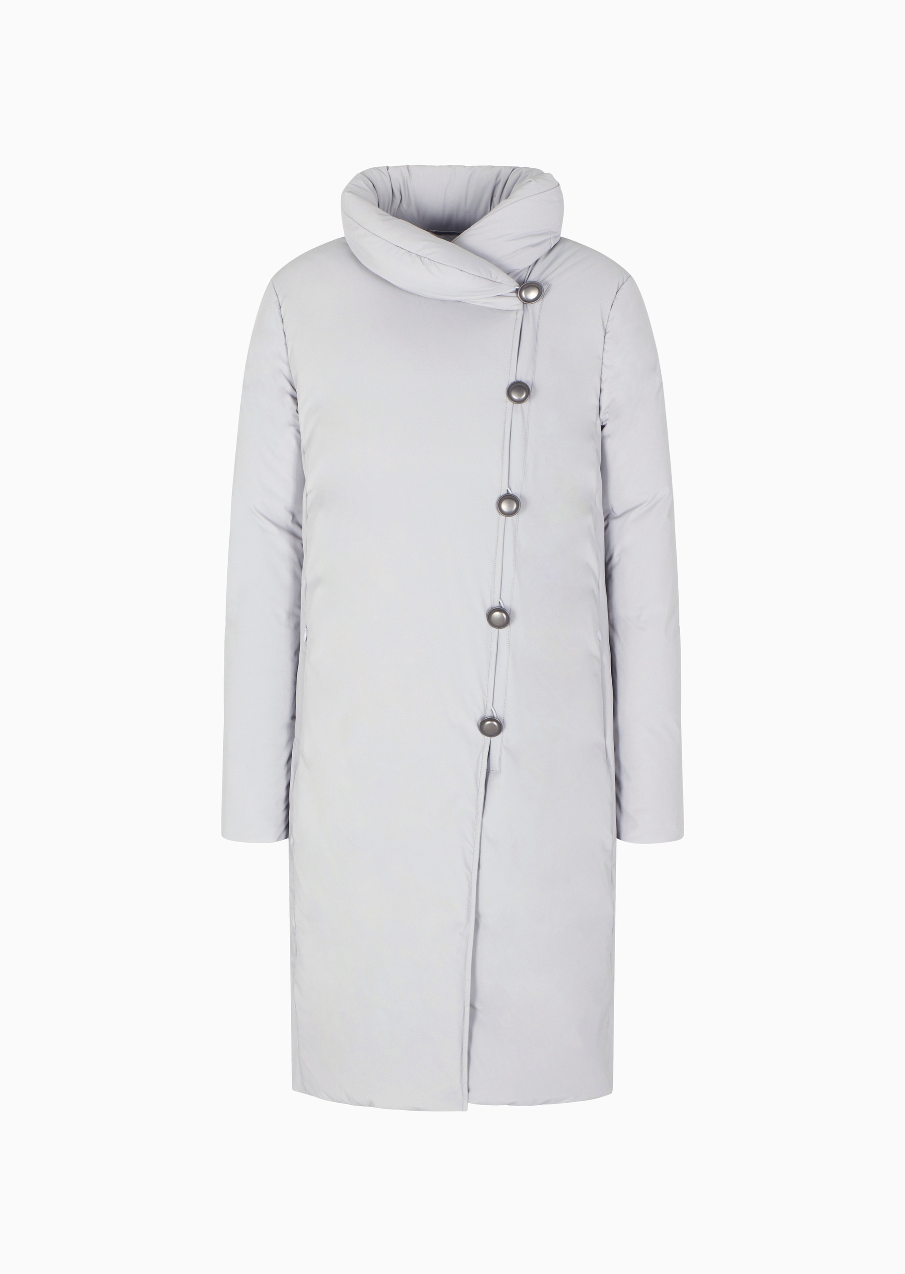Emporio Armani 女士长袖中长款可收纳连帽纽扣门襟羽绒服