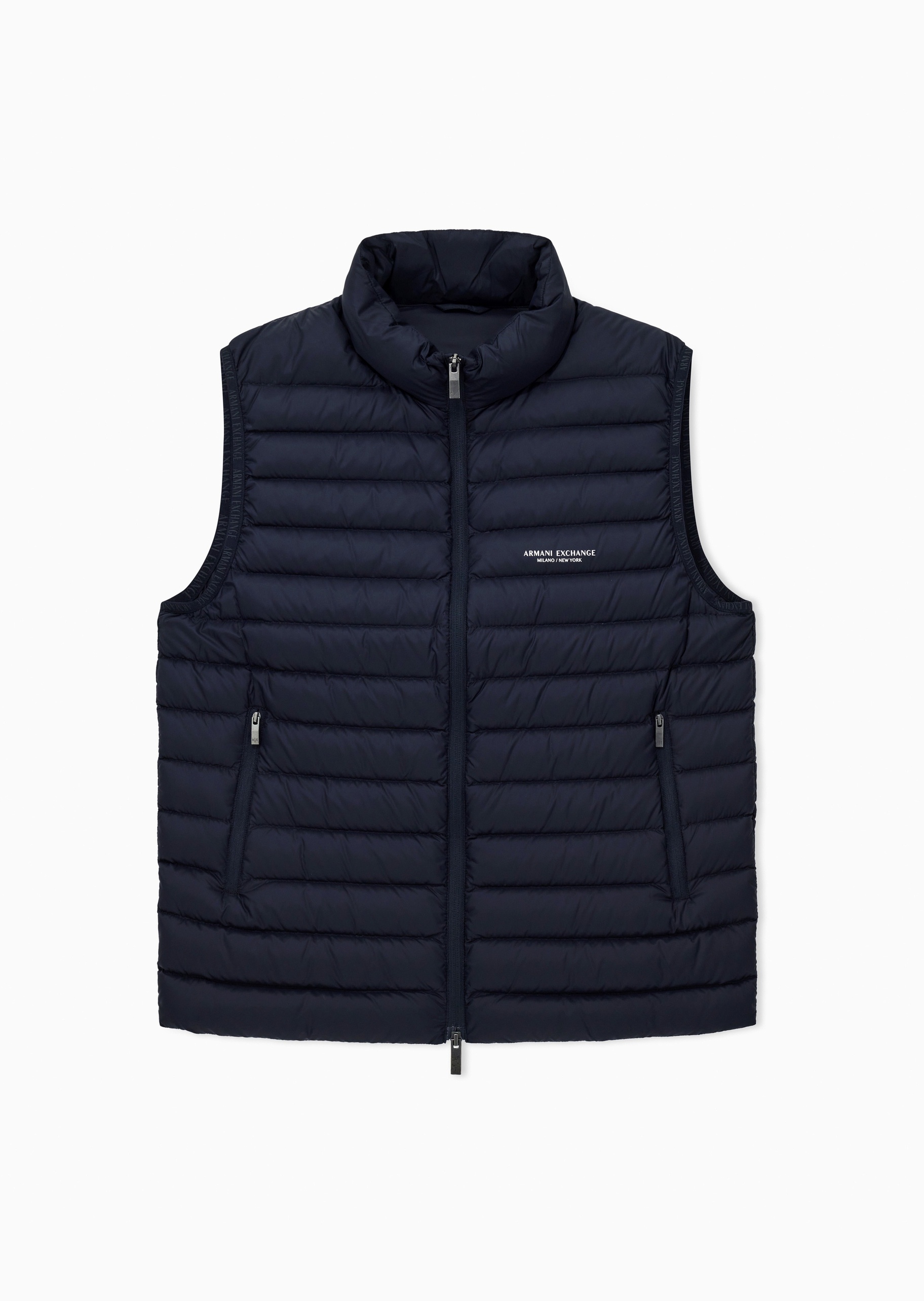 ARMANI EXCHANGE 男士90白鸭绒立领绗缝羽绒马甲外套