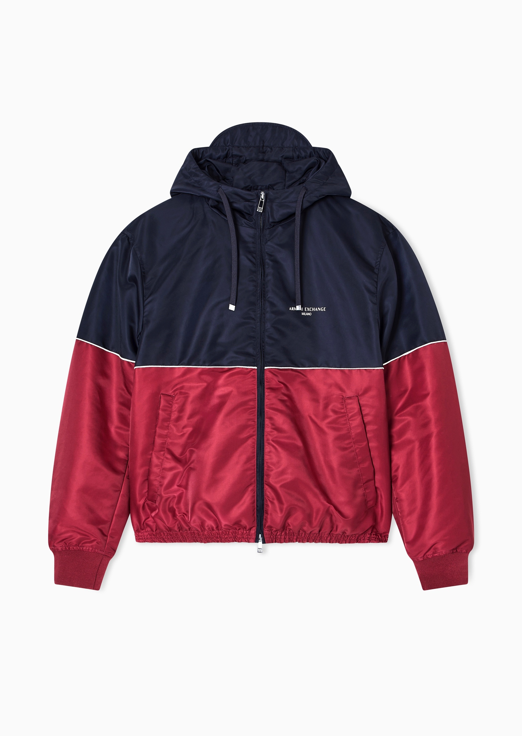 ARMANI EXCHANGE 男士长袖连帽拉链门襟撞色潮流棉服