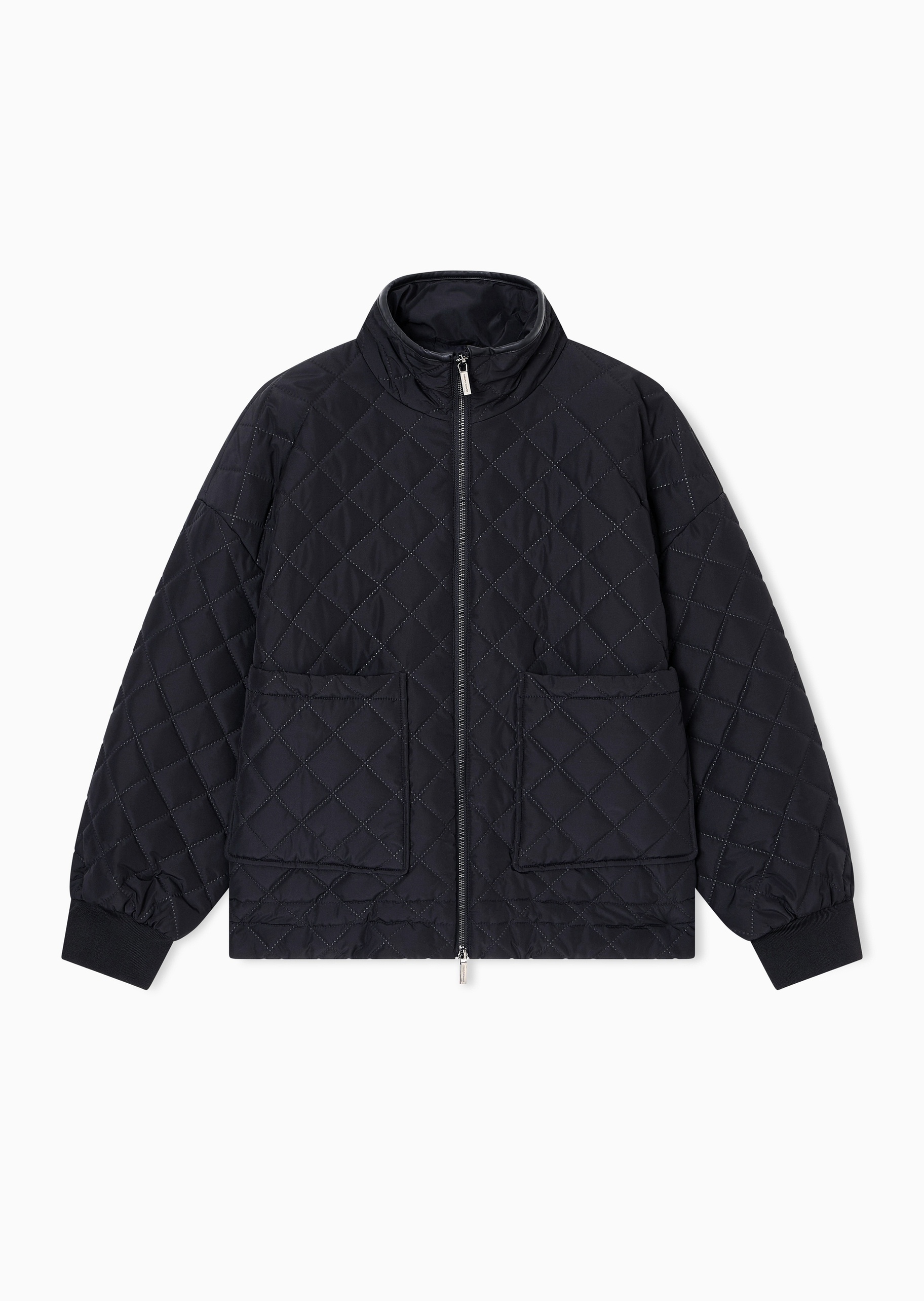 ARMANI EXCHANGE 女士长袖立领落肩拉链门襟菱格绗缝棉服