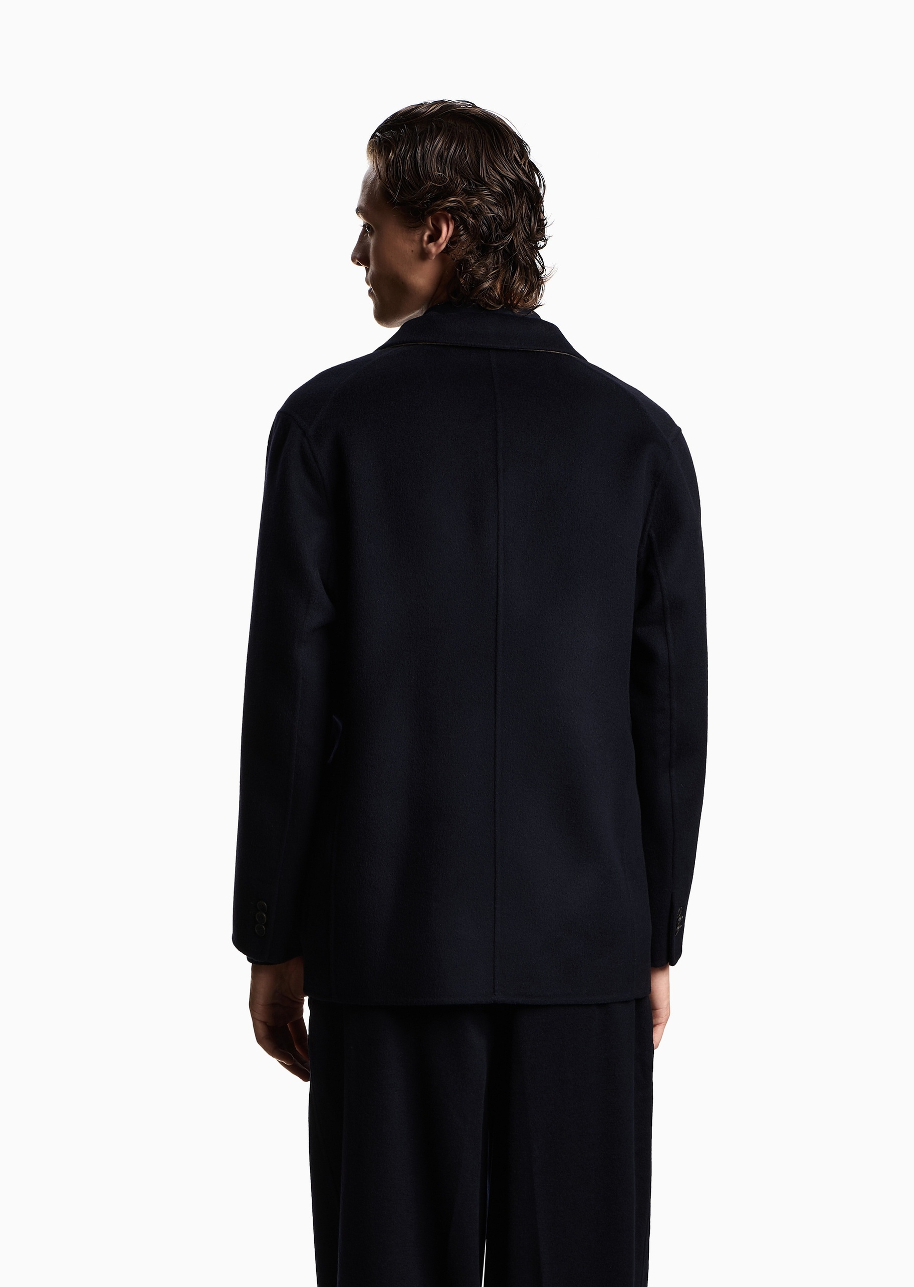 Emporio Armani 男士绵羊毛翻领休闲西服西装外套