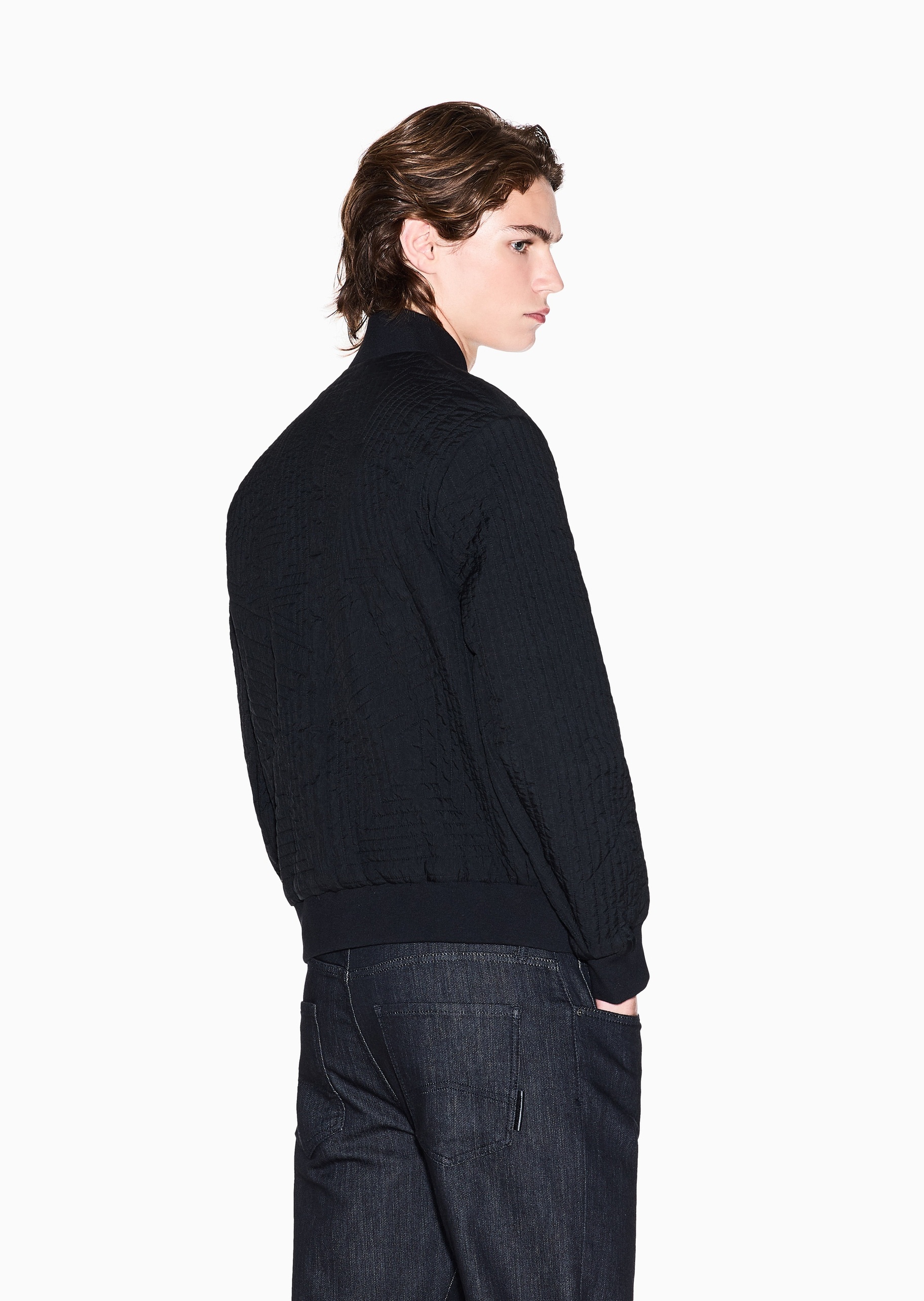 ARMANI EXCHANGE 男士长袖棒球领拉链门襟飞行员棉服