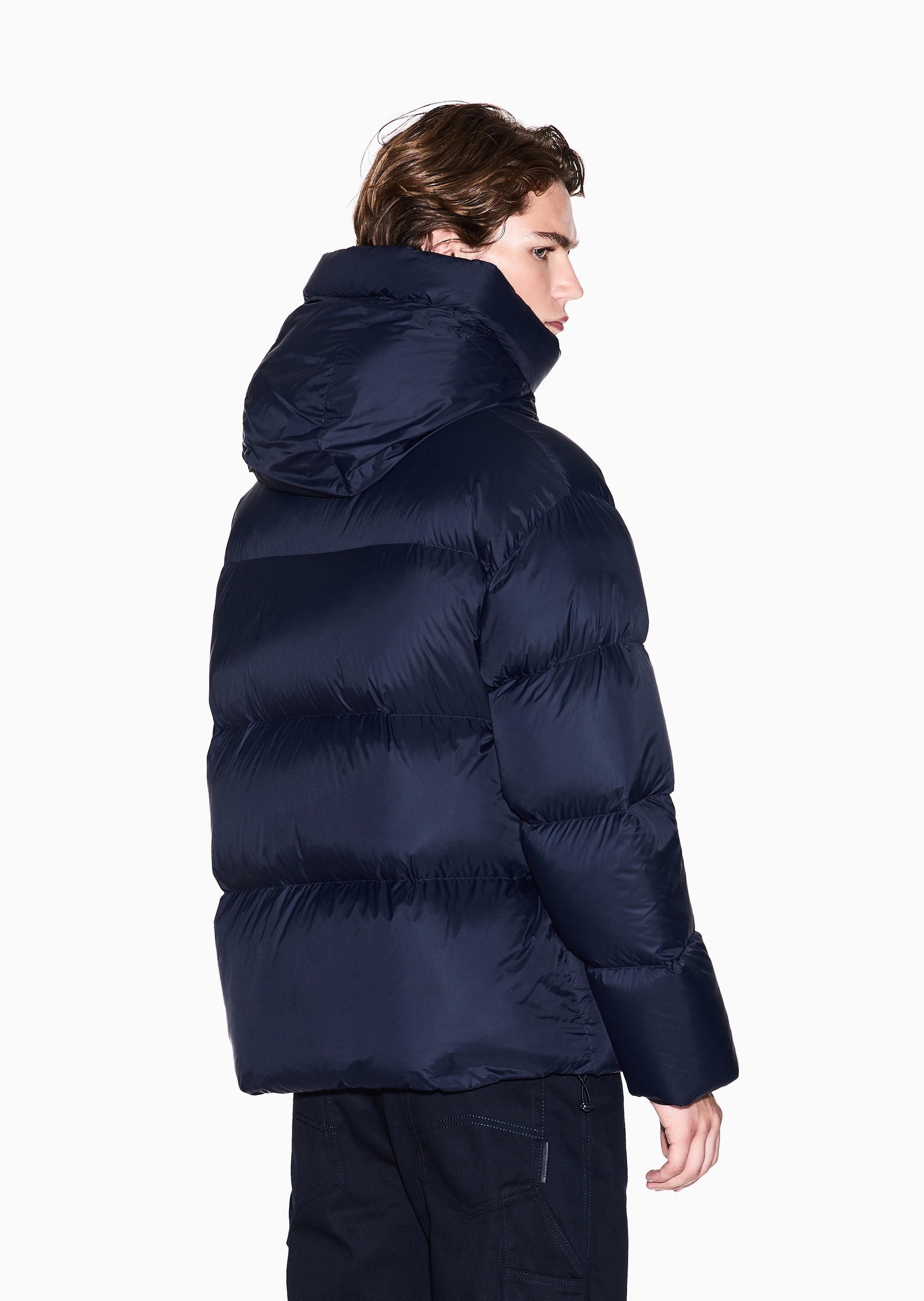 ARMANI EXCHANGE 男士90白鸭绒短款加厚连帽面包羽绒服外套