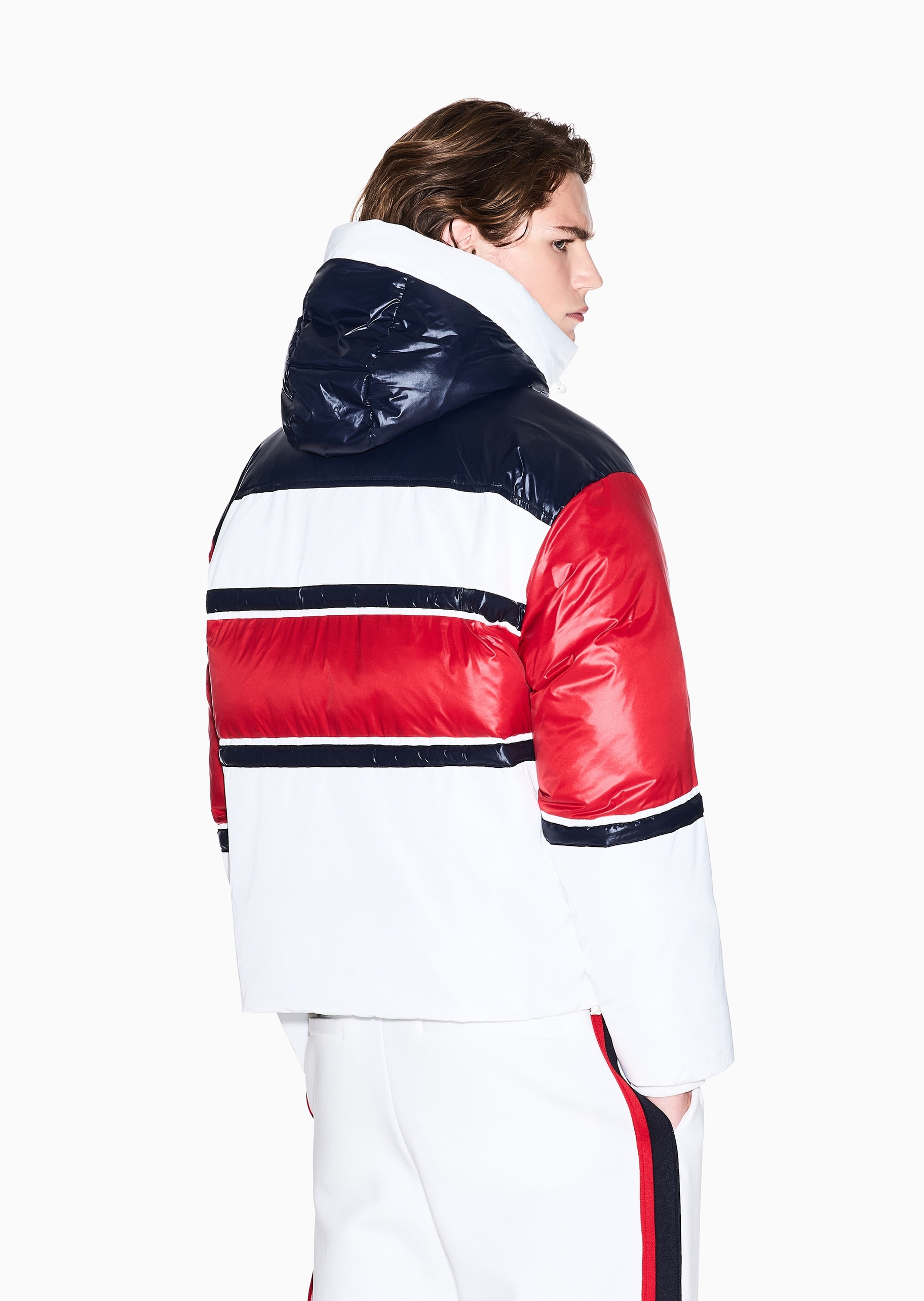 ARMANI EXCHANGE 男士长袖连帽撞色拉链门襟贴片棉服