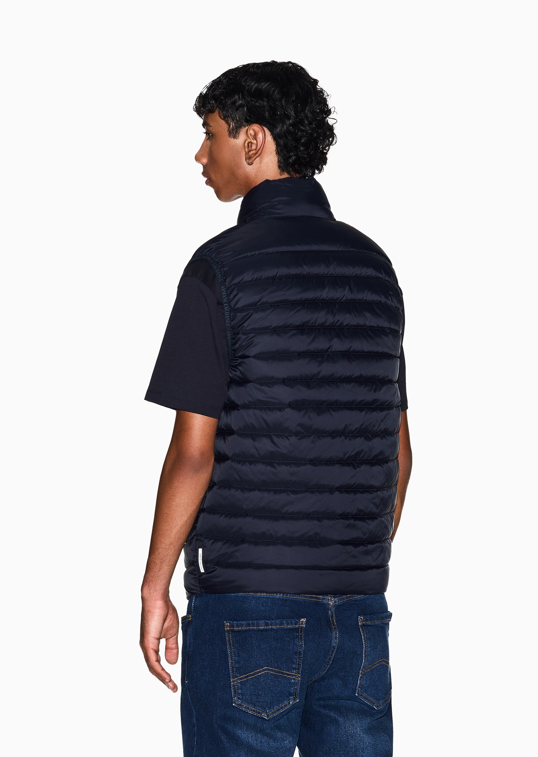 ARMANI EXCHANGE 男士90白鸭绒立领绗缝羽绒马甲外套