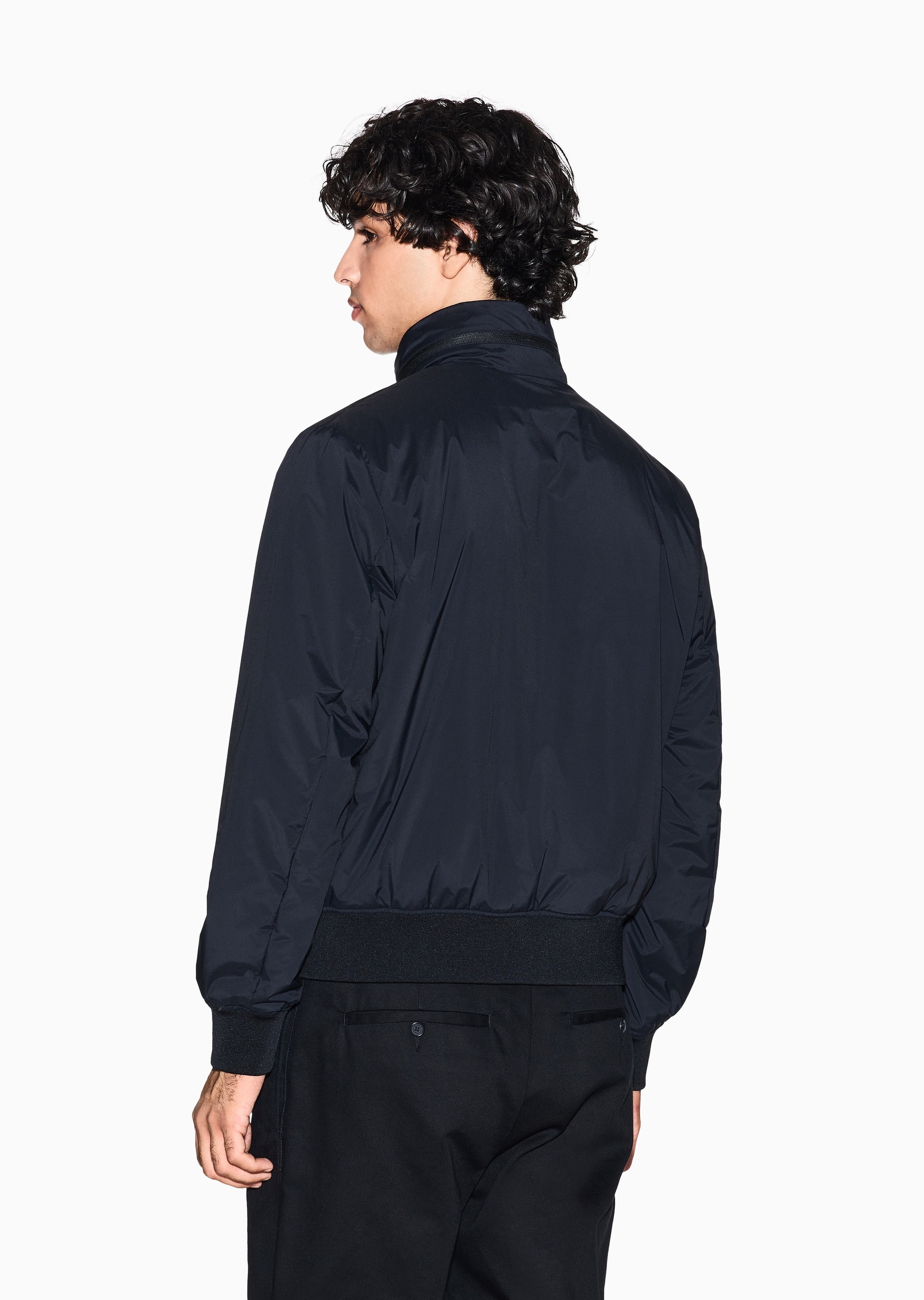 ARMANI EXCHANGE 男士长袖立领徽标印花拉链门襟棉服