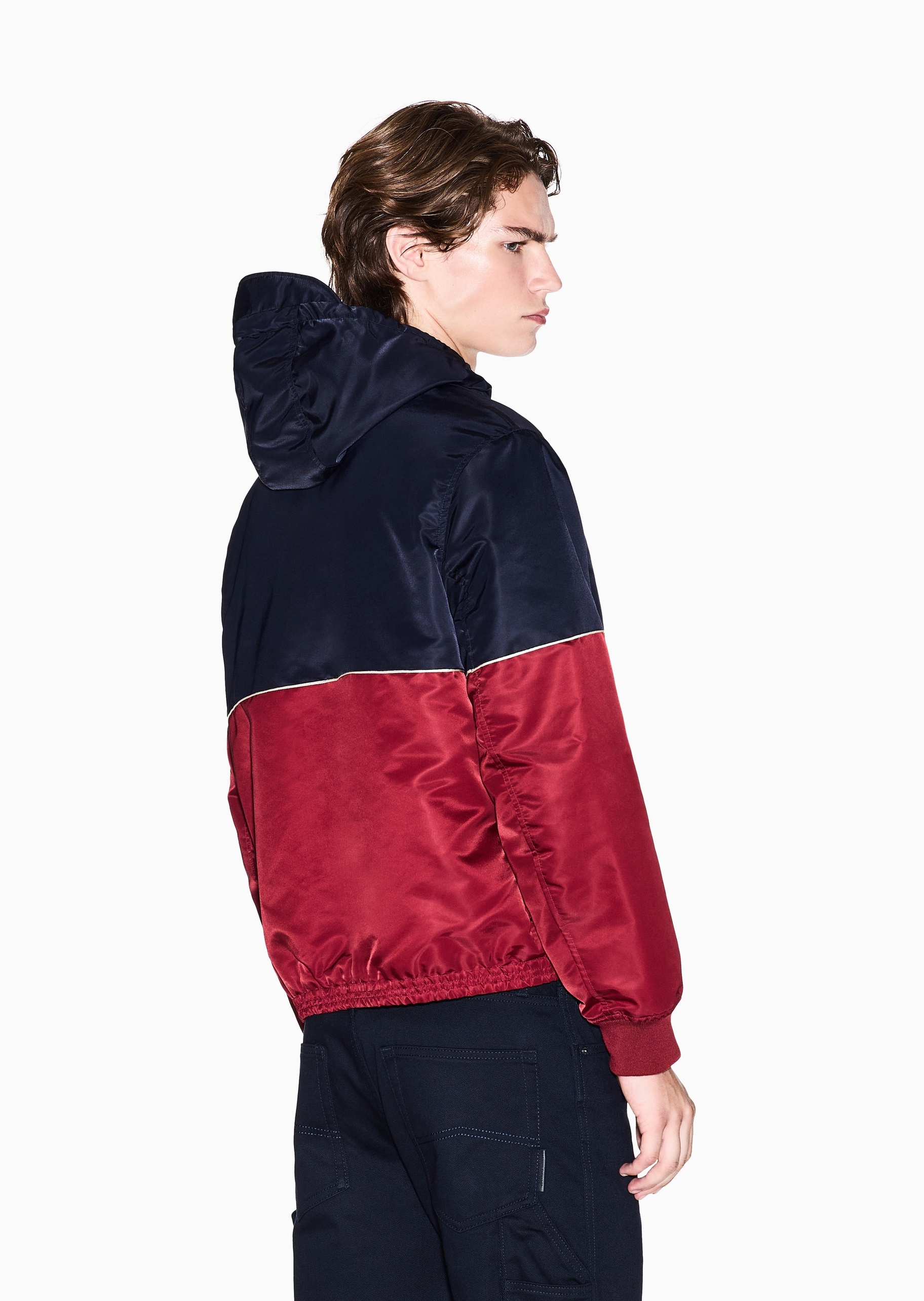 ARMANI EXCHANGE 男士长袖连帽拉链门襟撞色潮流棉服
