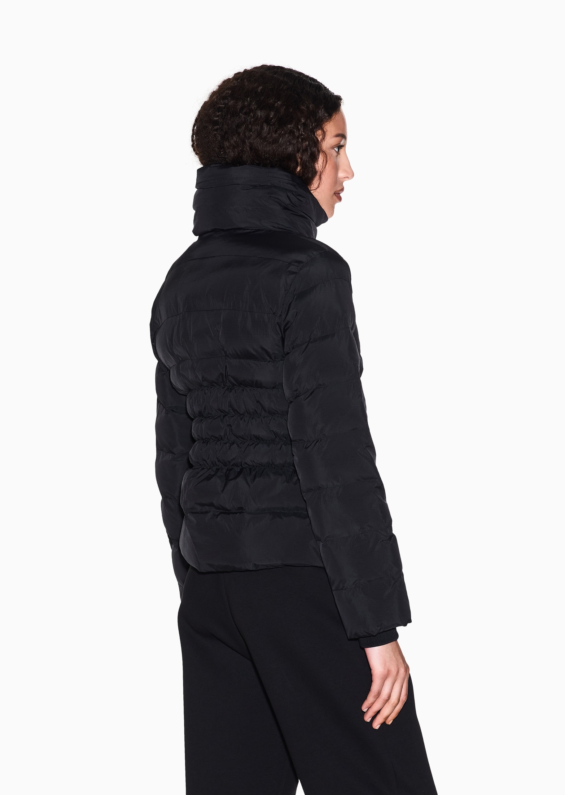 ARMANI EXCHANGE 女士长袖立领金属按扣门襟收腰棉服