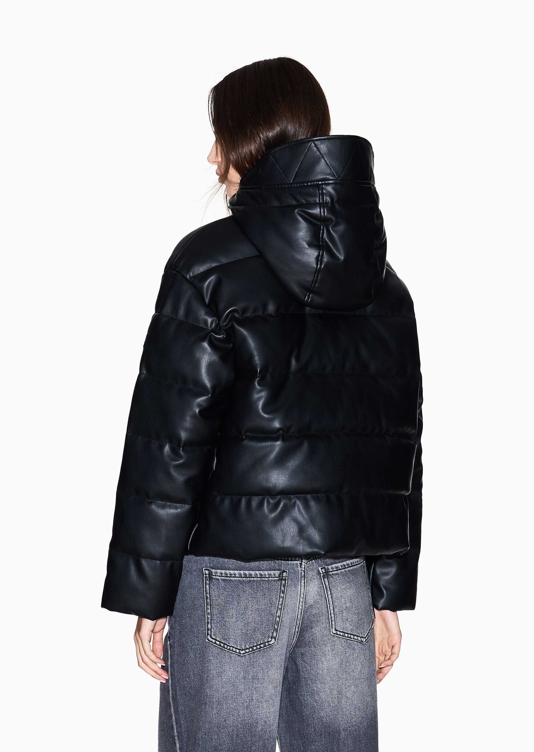 ARMANI EXCHANGE 女士长袖连帽双向拉链纯色潮流棉服