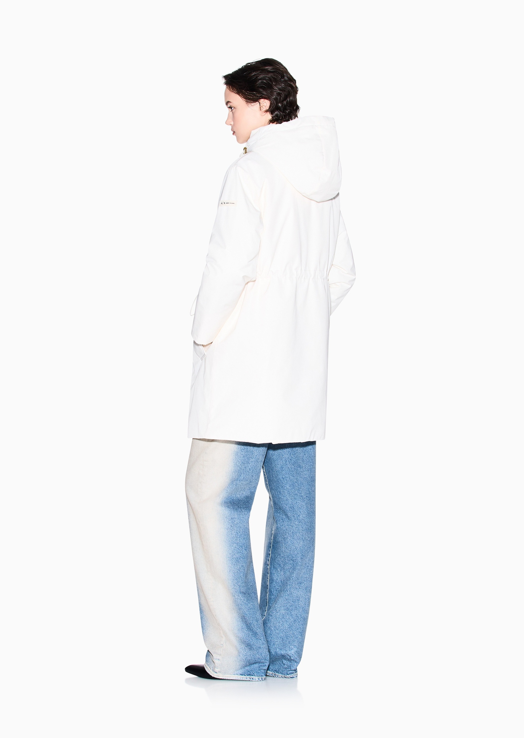ARMANI EXCHANGE 女士长款连帽收腰通勤夹克棉服外套