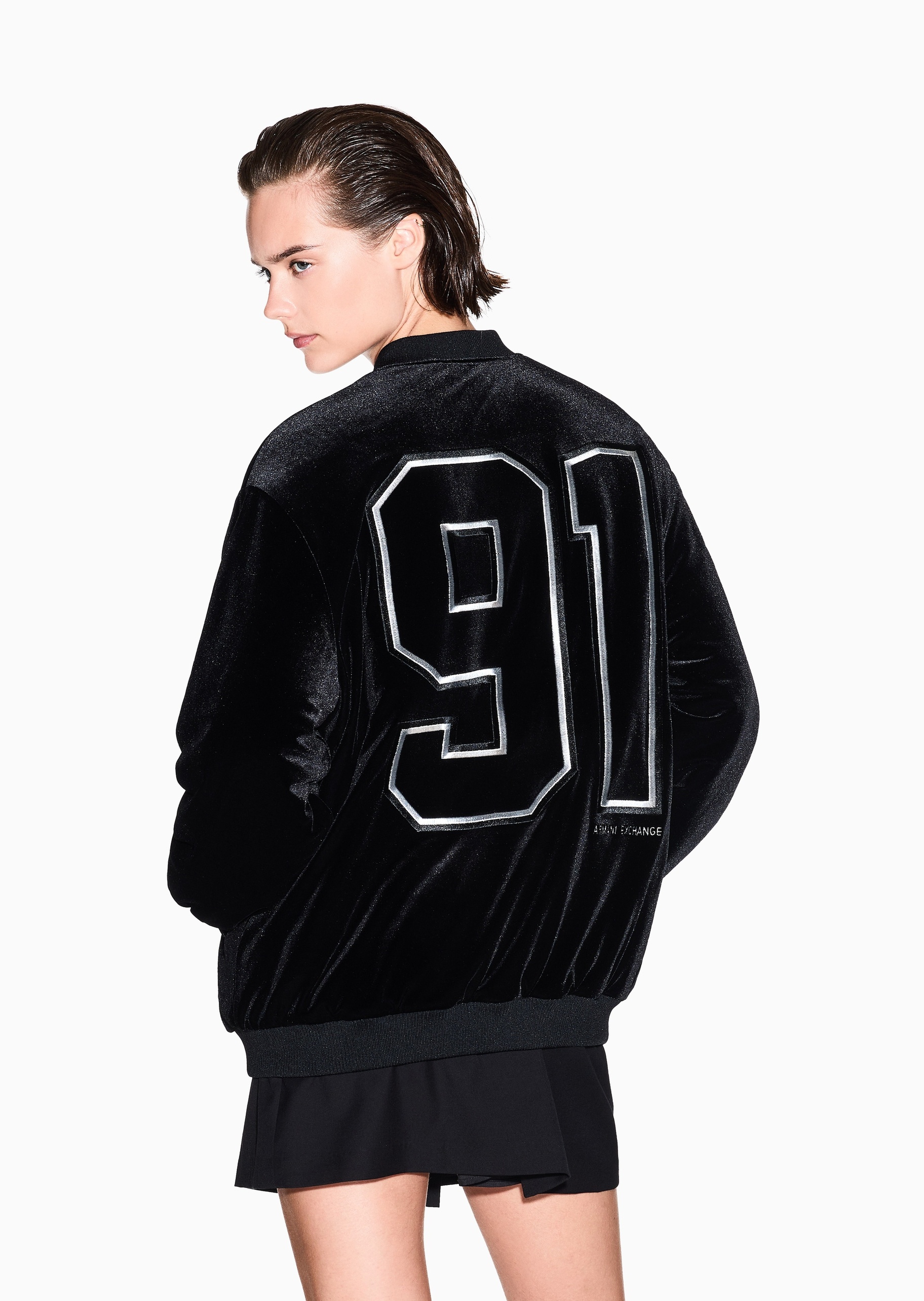ARMANI EXCHANGE 女士长袖棒球领拉链门襟刺绣棉服