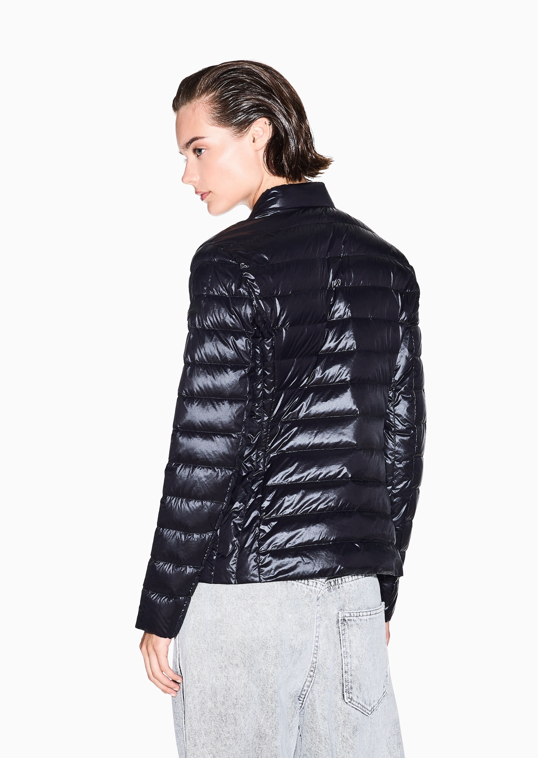 ARMANI EXCHANGE 女士长袖立领拉链门襟纯色保暖羽绒服