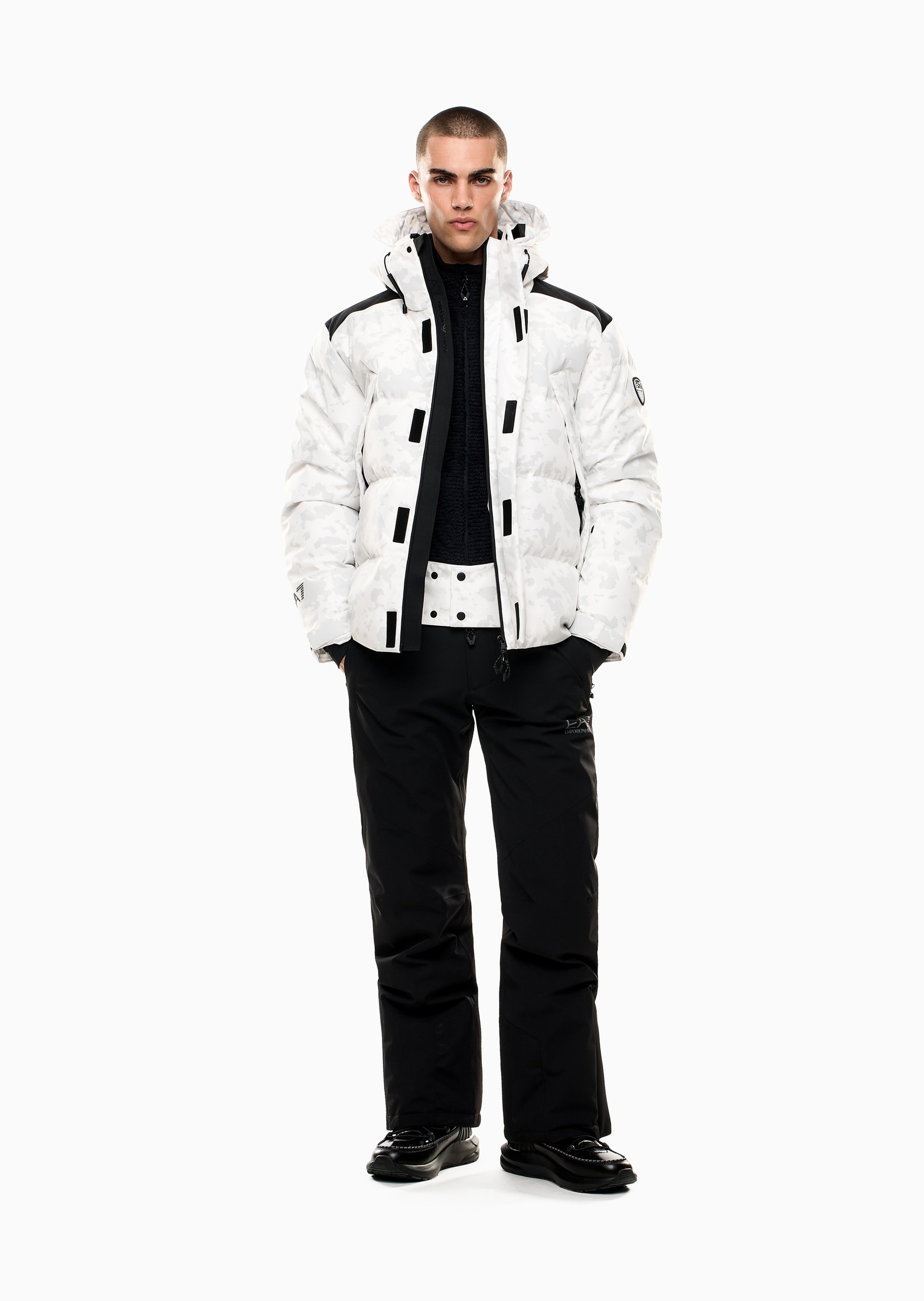 EA7 男士长袖连帽撞色拼接滑雪羽绒服